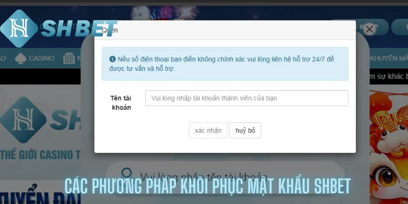 Các phương pháp khôi phục mật khẩu shbet